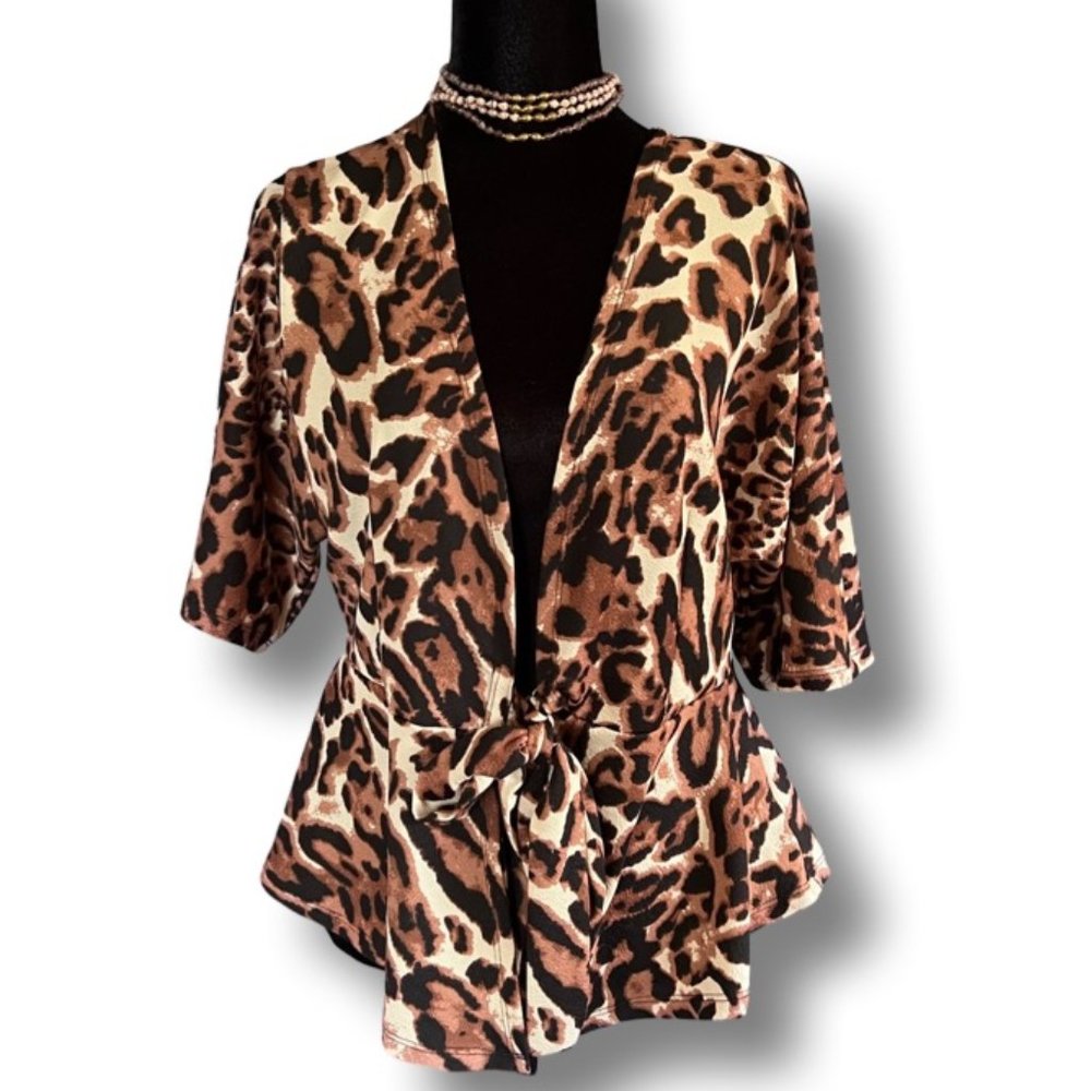 SHEIN Animal Print Front-Tie Top